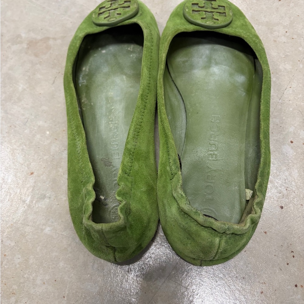 Tory Burch Olive Suede Loafers - Picture 4 of 4